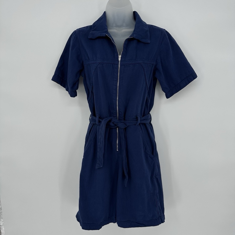 Reformation‎ Jeans Women's Navy Blue Romper Jumpsuit Size 0 100% Cotton Denim